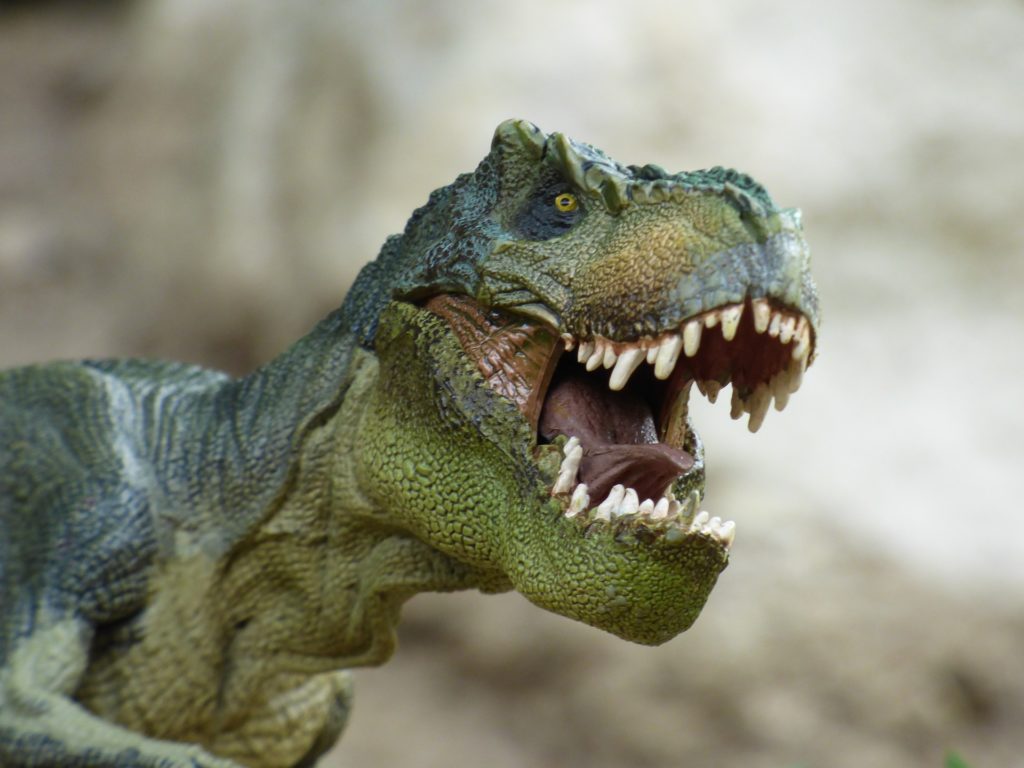 Ein Tyrannosaurux Rext lacht über einen wirklich guten Dinowitz